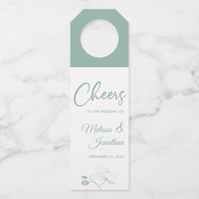 Beifall für die Hochzeit delikaten Orchideen Brauc Flaschenanhänger (Vorderseite)