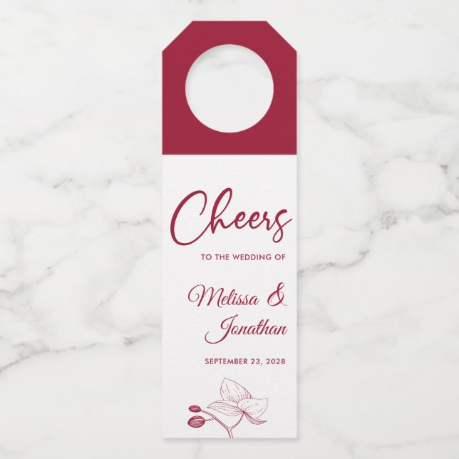 Beifall für die Hochzeit delikaten Orchideen Brauc Flaschenanhänger (Vorderseite)