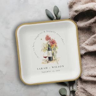 Beifall für die Liebe Rot-Gelb-Blütenhochzeit Pappteller