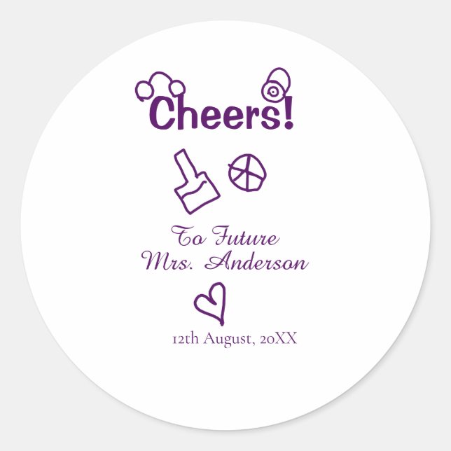 Beifall für die Zukunft Frau fügen Bräute Namen li Runder Aufkleber (Vorderseite)