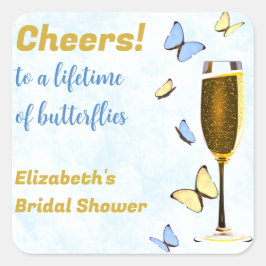 Beifall für ein Leben im Brautparty der Schmetterl Quadratischer Aufkleber