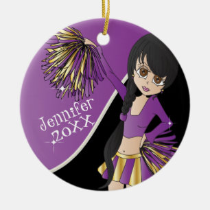 Beifall-lila Cheerleader-Mädchen Keramikornament