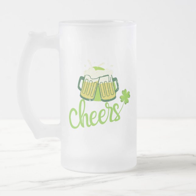 Beifall mit Kleeblatt - St. Patrick Day Mattglas Bierglas (Links)