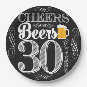 Beifall und Biere zu 30 Jahren PapierTeller-9" Pappteller