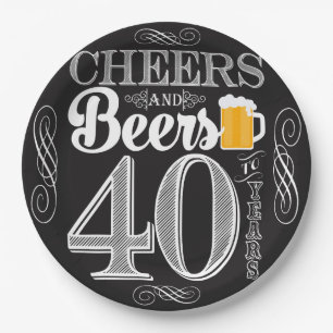 Beifall und Biere zu 40 Jahren PapierTeller-9" Pappteller