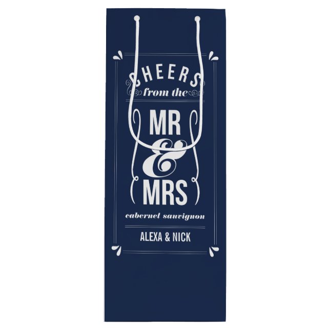 Beifall von Herrn & Frau | JEDE FARBEN-Gastgeschen Geschenktüte Für Weinflaschen (Vorderseite)