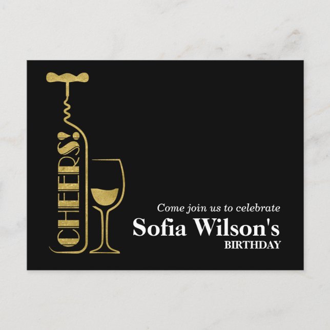 Beifall Wein Geburtstag Postkarte Einladung (Vorderseite)