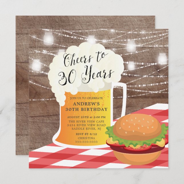 Beifall zu 30 Jahren Geburtstagsfeier Einladung (Vorne/Hinten)