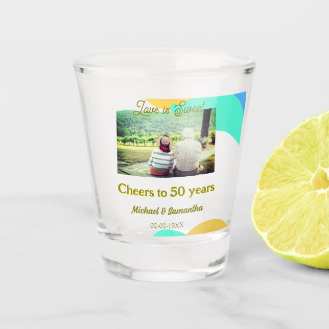 Beifall zu 50-jähriger Liebe ist Sweet Retro Schnapsglas (Vorderseite)