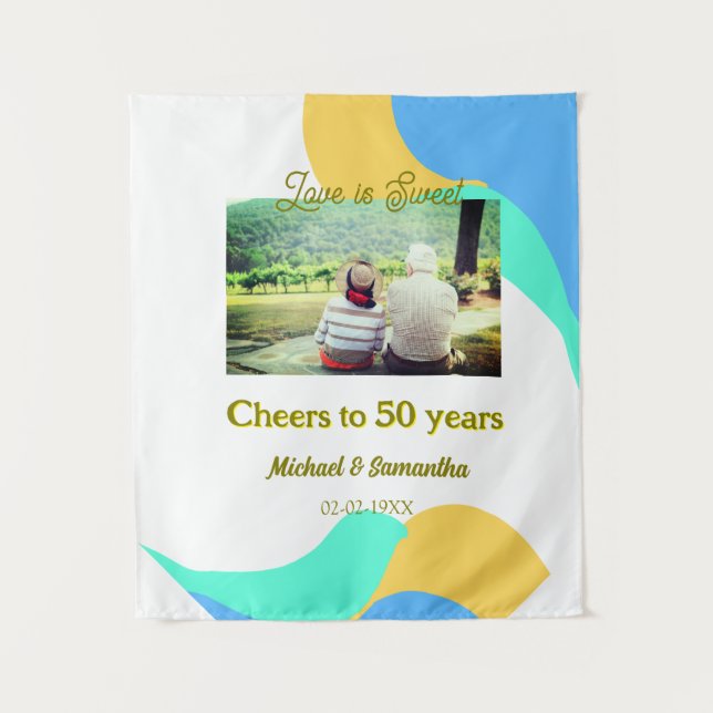 Beifall zu 50-jähriger Liebe ist Sweet Retro Wandteppich (Vorderseite)