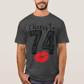 Beifall zu 74 Jahren Lips Happy Geburtstag Leopard T-Shirt