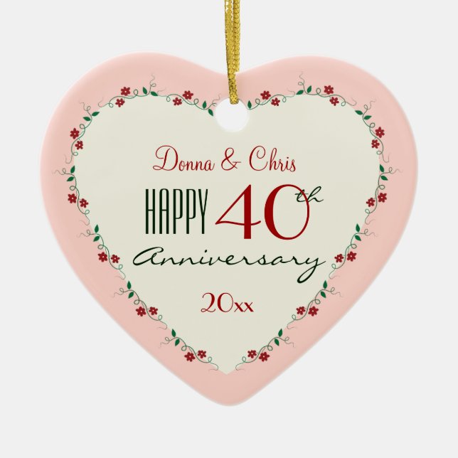 Beifall zu Weihnachtsgeschenken zum 40. Hochzeitst Keramik Ornament (Vorne)