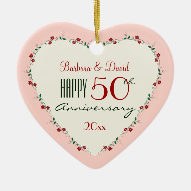 Beifall zu Weihnachtsgeschenken zum 50. Hochzeitst Keramikornament (Vorne)