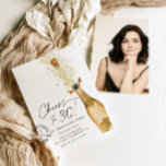 Beifall zum 30. Geburtstag Foto Einladung<br><div class="desc">Lasst uns bis 30 begrüßen! Einladung zum Geburtstag Foto. Entworfen mit einer schönen Aquarell Gold Champagner Flasche. Die meisten Buchstaben sind bearbeitbar. Passende Artikel in unserem Shop Cava Party Design.</div>