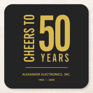 Beifall zum 50-jährigen Geschäftsjubiläum Rechteckiger Pappuntersetzer