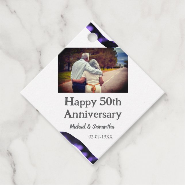 Beifall zum 50-jährigen Jubiläum hinzufügen Name F Geschenkanhänger (Vorderseite)