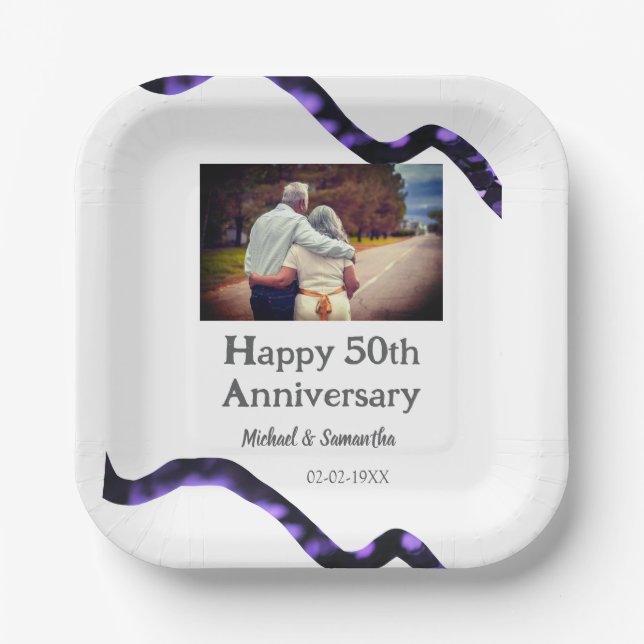 Beifall zum 50-jährigen Jubiläum hinzufügen Name F Pappteller (Vorderseite)