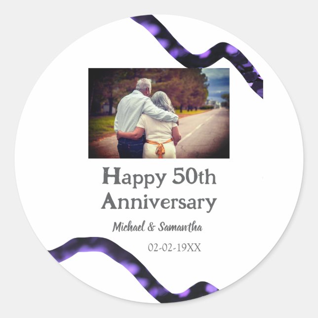Beifall zum 50-jährigen Jubiläum hinzufügen Name F Runder Aufkleber (Vorderseite)