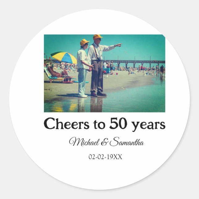 Beifall zum 50-jährigen Jubiläum hinzufügen Name F Runder Aufkleber (Vorderseite)