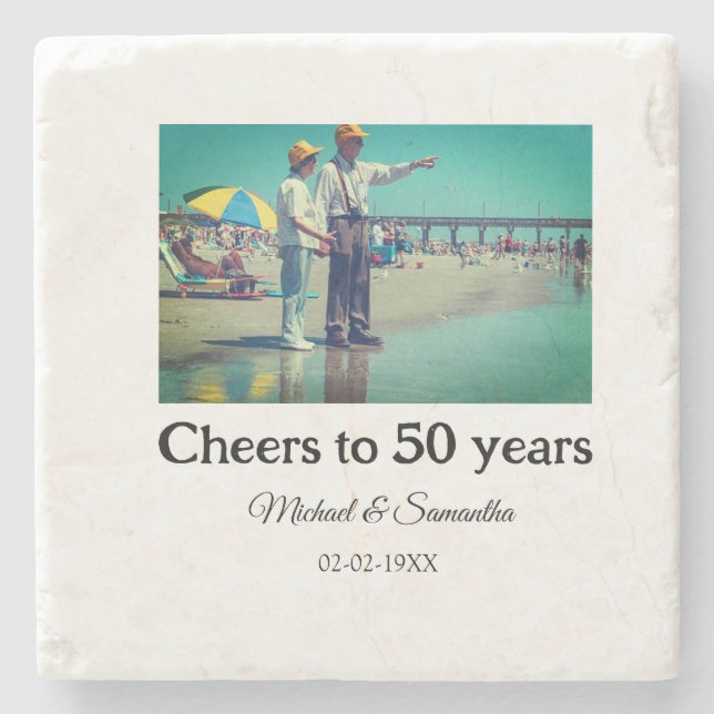 Beifall zum 50-jährigen Jubiläum hinzufügen Name F Steinuntersetzer (Vorderseite)