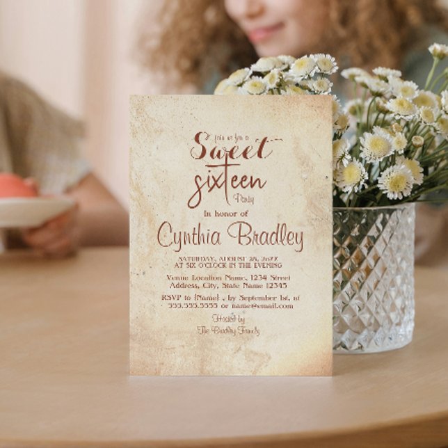 Beige 16 . Geburtstag Geburtstagsparty Einladung (Von Creator hochgeladen)