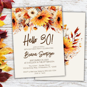 Beige 30. Geburtstag Fall Floral Einladung