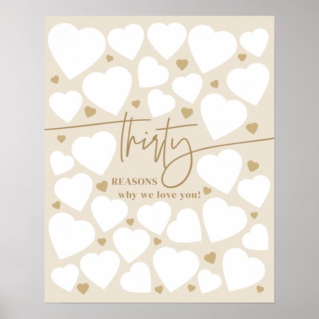 Beige 30 Gründe, warum wir Liebe Sie hören Geburts Poster (Vorne)