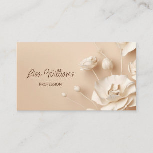 Beige 3D einfache Blumen Visitenkarte