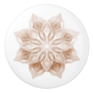 Beige 3D glänzendes Mandala Keramikknauf