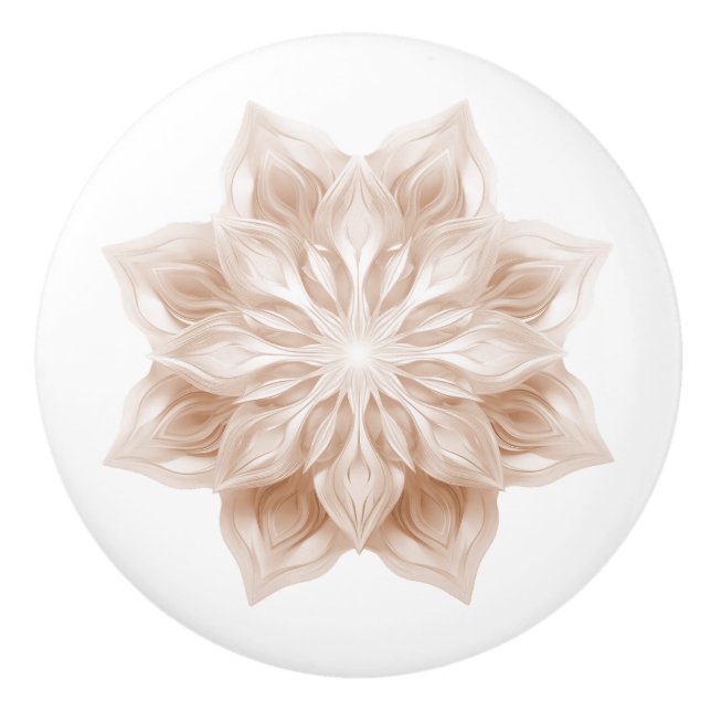 Beige 3D glänzendes Mandala Keramikknauf (Vorderseite)