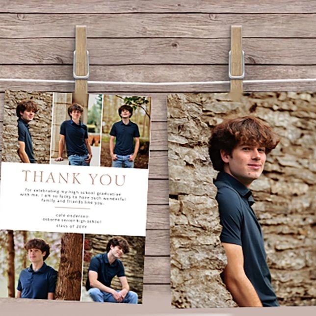 Beige 6 Foto Fett Text Abschluss Vielen Dank Dankeskarte (Von Creator hochgeladen)