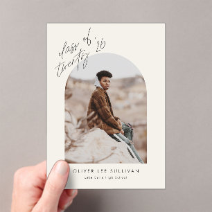 Beige Abschlussklasse 2026 Arch Foto Abitur Acryleinladungen