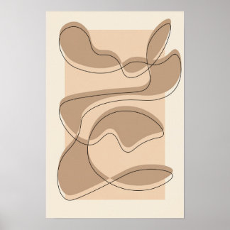 Beige abstrakt-minimalistische/Linienkunst Poster