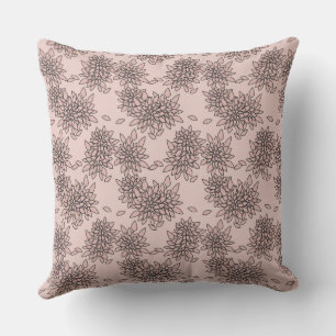 beige abstrakte Blumenmuster Retro-60er Kissen