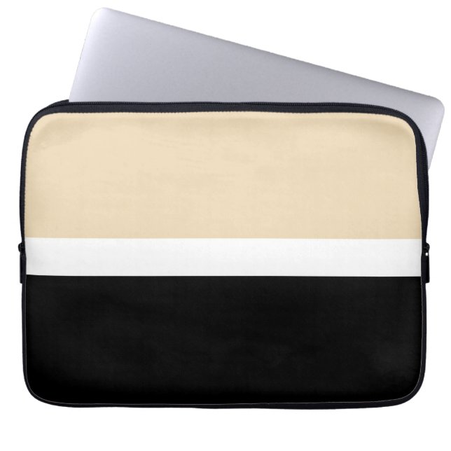 Beige Abstrakte Streifen Laptopschutzhülle (Vorderseite)