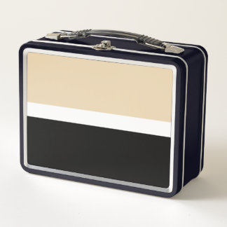 Beige Abstrakte Streifen Metall Brotdose