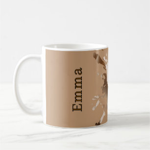 Beige abstrakter Papierstruktur-Becher - Monogramm Kaffeetasse