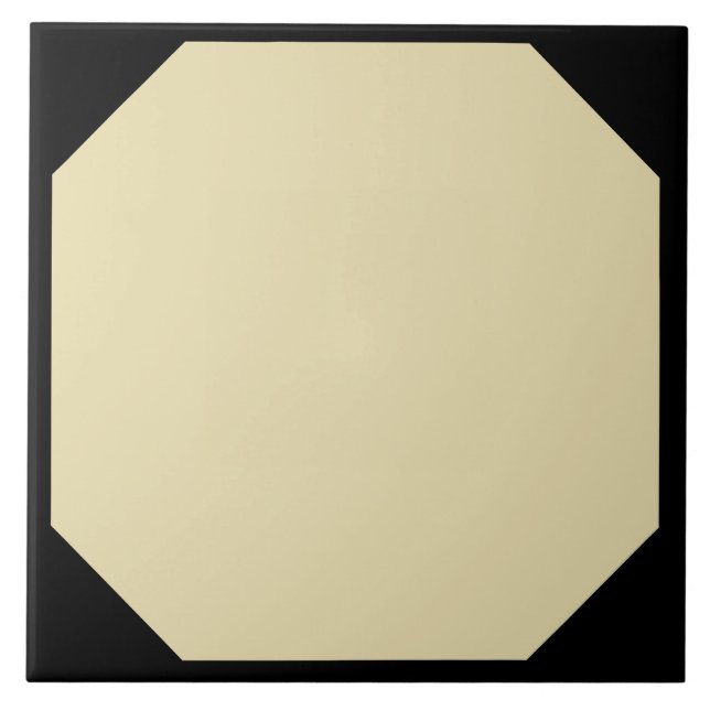 Beige Achteckenkachel mit schwarzen Ecken Fliese (Vorderseite)