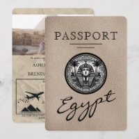 Beige Ägypten Reisepass Hochzeitseinladung