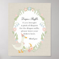 Beige Albern Gänse Floral Gingham Diaper Raffle Si