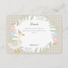 Beige Albern Gänse Gingham Blumendetails Begleitkarte