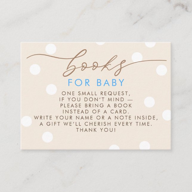 Beige and Blue Books For Baby Request Begleitkarte (Vorderseite)