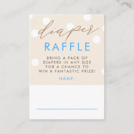 Beige and Blue Diaper Raffle Baby Shower Tickets Begleitkarte