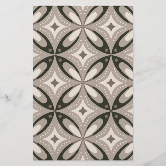 Beige and Brown Retro circular shapes Briefpapier (Vorderseite)