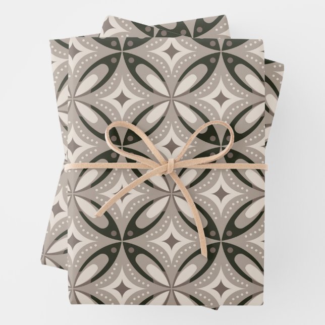 Beige and Brown Retro circular shapes Geschenkpapier Set (Beispiel)