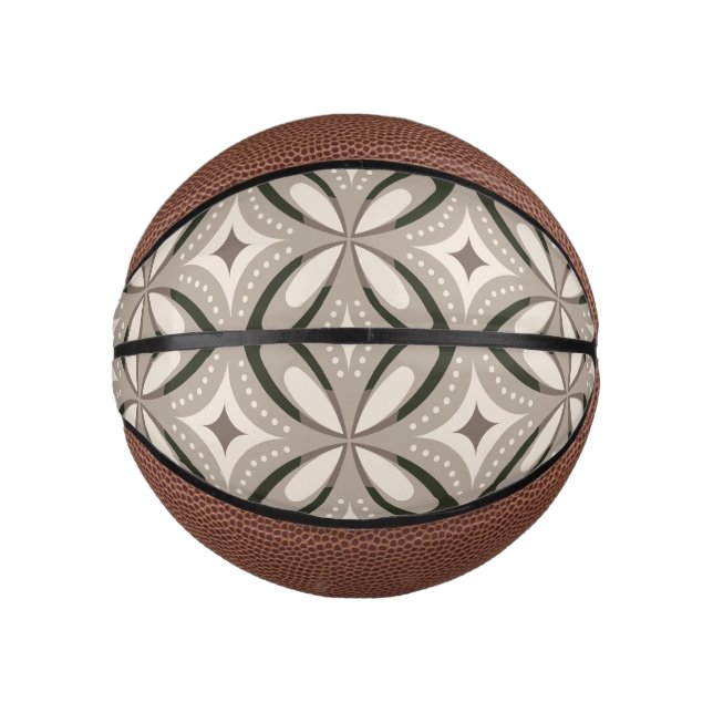 Beige and Brown Retro circular shapes Mini Basketball (Vorderseite)