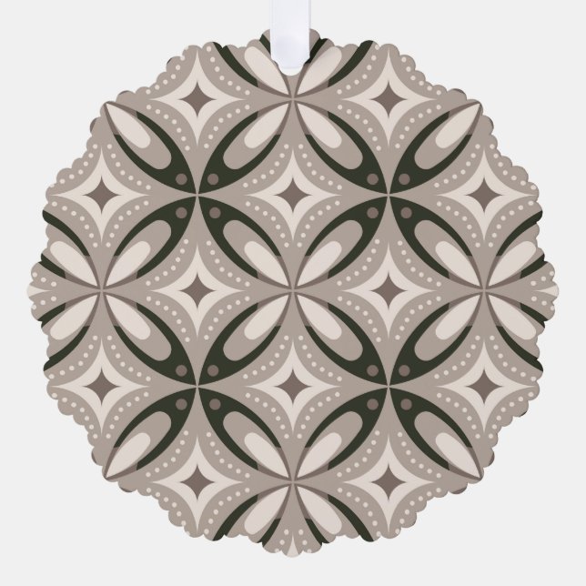 Beige and Brown Retro circular shapes Ornament Karte (Vorderseite)