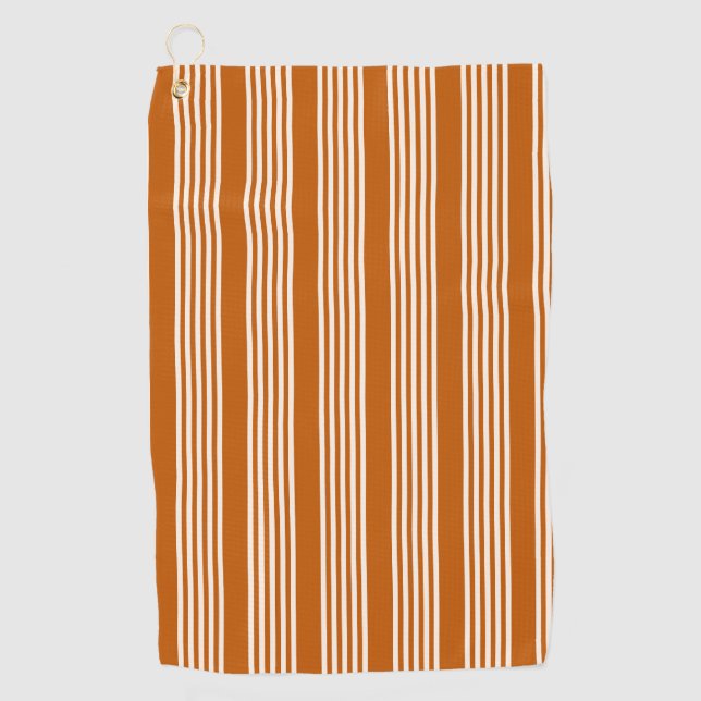 Beige and burnt orange five stripe pattern golfhandtuch (Vorderseite)