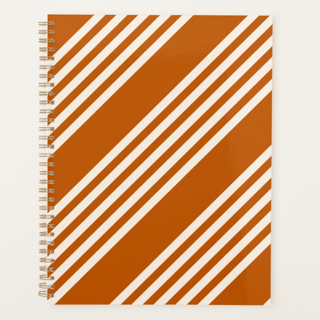 Beige and burnt orange five stripe pattern planer (Vorderseite)
