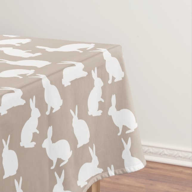 Beige And White Bunnies Modern Neutral Easter Tischdecke (Beispiel)
